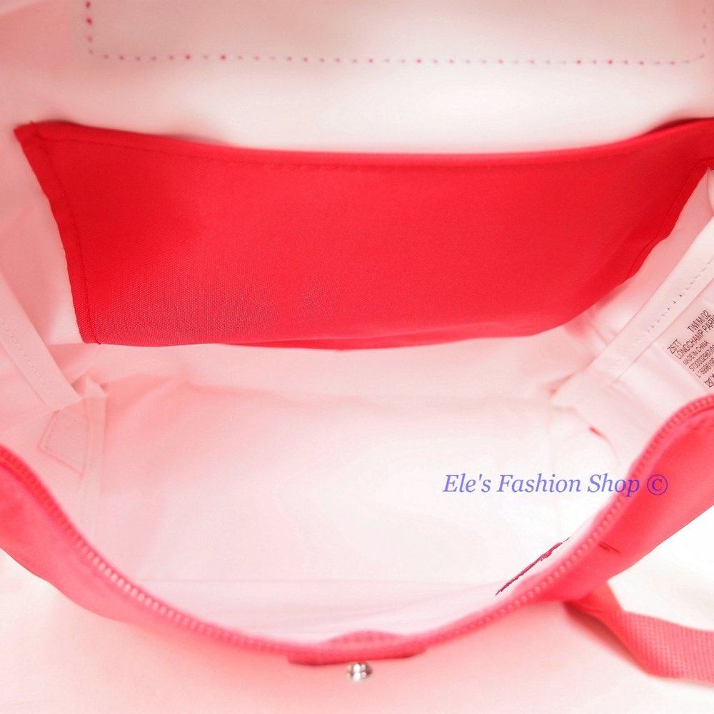 NWT LONGCHAMP Le Pliage Club Nylon Travel Backpack Pomegranate Pink AUTHENTIC - Picture 12 of 13